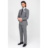 Erkek Gri Regular Fit Çift Yırtmaç Takım Elbise - 6 Drop - 58