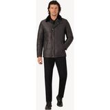Erkek Gri Regular Fit Yakası Kürklü Desenli Kaban - 62