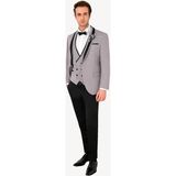 Erkek Gri Şal Yaka Yelekli Slim Fit Damatlık - 60 / 6 - 6 Drop
