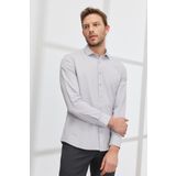 Erkek Gri Slim Fit Dar Kesim Italyan Yaka Armürlü Gömlek