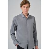 Erkek Gri Slim Fit Italyan Yaka Gömlek