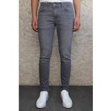 Erkek Gri Slim Fit Taşlamalı Kot Pantolon HLTHE001942