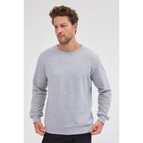 Erkek Gri Standart Fit Normal Kesim Pamuklu Basic Bisiklet Yaka Sweatshirt - 2XL