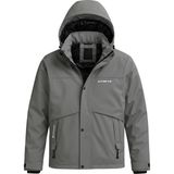 Erkek Gri Su ve Rüzgar Geçirmez Çıkartılabilir Kapüşonlu Softshell Mont&kaban