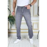 Erkek Gri Üstten Cepli Armürlü Regular Fit Rahat Kesim Esnek Chino Keten/kanvas Koton Pantolon - 36