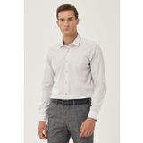Erkek Gri Ütülemesi Kolay Slim Fit Dar Kesim Klasik Yaka Pamuklu Gömlek