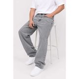 Erkek Gri Yıkamalı Bol Paça Jean Pantolon Oversize Baggy Rahat Kesim Kot Pantolon - Mavi - 33