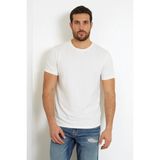 Erkek Guess Nakış Işleme Logolu T-Shirt - Beyaz