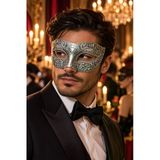 Erkek Gümüş Venedik Balo Maskesi Halloween Parti Maskesi Cadılar Bayramı Davet Kostüm Aksesuarı