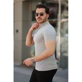 Erkek Günlük Stil Hakim Yaka Dokuma Pamuklu Kumaş Kısa Kollu Tişört