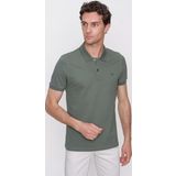 Erkek Haki Basic Düz %100 Pamuk Slim Fit Dar Kesim Kısa Kollu Polo Yaka Tişört
