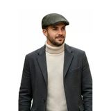 Erkek Haki Kapitone Desenli Kasket Şapka - Kışlık Flat Cap8176