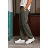 Erkek Haki Paraşüt Kumaş Baggy Eşofman Altı Oversize Geniş Paça Rahat Kalıp Bağcıklı Çift Cepli - 2XL