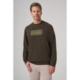 Erkek Haki Trend Baskılı Bisiklet Yaka Sweatshirt