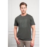 Erkek Haki Trend Dinamik Fit Bisiklet Yaka T-Shirt