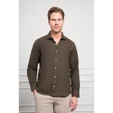Erkek Haki Trend Italyan Yaka Slim Fit Dar Kesim Gömlek - 2XL