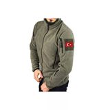 Erkek Haki Yeşil Cep Detaylı Polar Ceket