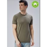 Erkek Haki%100 Pamuk Bisiklet Yaka Kısa Kollu Triko Kazak TRIST-7106-2XL