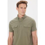 Erkek Haki%100 Pamuk Slim Fit Dar Kesim Polo Yaka Tişört