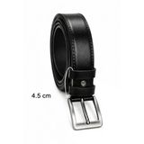 Erkek Hakiki Deri 4.5 Cm Klasik Ve Kot Pantolon Kemeri Metal Tokalı Siyah