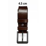 Erkek Hakiki Deri 4.5 Cm Kot Ve Kumaş Pantolon Kemeri Metal Tokalı Kahverengi