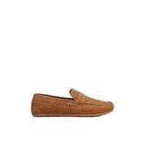 Erkek Hakiki Deri Topukta Tommy Hilfiger Bayrağı İşlemesi Kahverengi Loafer Ayakkabı FM0FM04998-GVQ