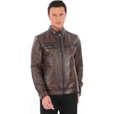 Erkek Hakiki Kuzu Deri Ceket - 4XL - Kahverengi