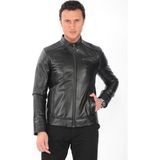Erkek Hakiki Kuzu Deri Ceket - XL - Siyah