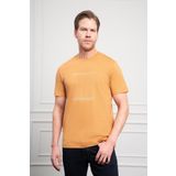 Erkek Hardal Sarısı Trend Bisiklet Yaka Dinamik Fit Pamuk T-Shirt