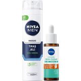 Erkek Hassas Tıraş Jeli 200ML ve Derma Skin Clear Karşıtı Serum 30ML Cilt Bakım Seti