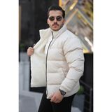 Erkek Içi Kürklü Çift Taraflı Giyilebilir Su ve Rüzgar Geçirmez Şişme Mont - 2XL - Bej