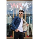 Erkek Içi Kürklü Denim Kot Ceket - Lacivert