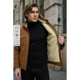 Erkek Içi Kürklü Kapşonlu Kışlık Kahve Bol Ceket - Kahverengi - 3XL