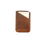 Erkek İnce Dikey Kartlık, Kredi Kartı Cüzdanı, El Yapımı Dikişli Hakiki Deri Kartlık, Küçük Kartvizitlik (Taba)