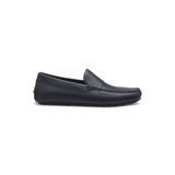 Erkek İnce Kabartma Logolu Hakiki Deri Lacivert Loafer Ayakkabı 50568700-401