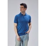 Erkek Indigo %100 Pamuk Polo Yaka Kısa Kollu Triko Kazak TRIST-7107 - 2XL - İndigo