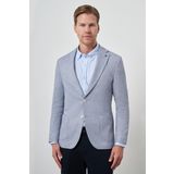 Erkek İndigo Örme Slim Fit Mono Yaka Ceket