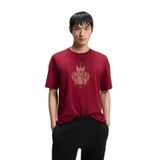 Erkek İşlemeli Logo Tasarımlı%100 Pamuklu Kısa Kollu Kırmızı T-Shirt 50565015-616