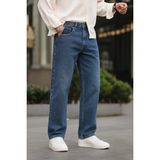 Erkek Jeans Bol Paça Mavi Baggy Kot Pantolon - 33