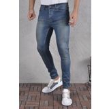 Erkek Jeans Skinny Fit Likralı Mavi Dar Paça Tırnaklı Kot Pantolon