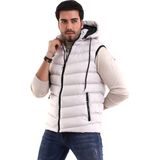 Erkek Jel Dolgulu Çapraz Model Çıkarılabilen Kapşon Yanlardan Cepli Iç Cepli Şişme Yelek Taş - XL