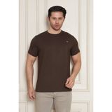 Erkek Jeuss Oysho Kumaş Sıfır Yaka Kahverengi Tshirt - 2XL