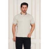 Erkek Jeuss Oysho Kumaş Yakalı Bej Tshirt - 2XL