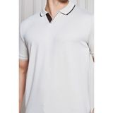 Erkek Jeuss Oysho Kumaş Yakalı Bej Tshirt - XL