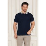 Erkek Jeuss Oysho Kumaş Yakalı Lacivert Tshirt - XL