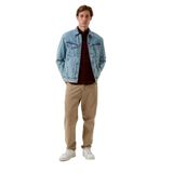 Erkek Kadife Gömlek BORDO%100 Pamuk Düğmeli Yaka Slim Fit Logo Detaylı Gömlek NCS JEANS 7980 BORDO M