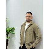 Erkek Kadife Gömlek Yüksek Kaliteli Gömlek Oversize Kalıp Renk Solması Yapmaz - 2XL - Bej