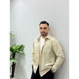 Erkek Kadife Gömlek Yüksek Kaliteli Gömlek Oversize Kalıp Renk Solması Yapmaz - XL - Krem