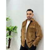 Erkek Kadife Kumaş Kışlık Gömlek Yeni Sezon Oversize Gömlek Renk Solması Yapmaz - Kahve