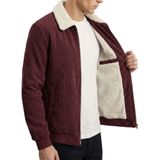 Erkek Kadife Mont Peluş Astarlı Gömlek Yaka Rüzgar Geçirmez Kadife Mont Bordo M